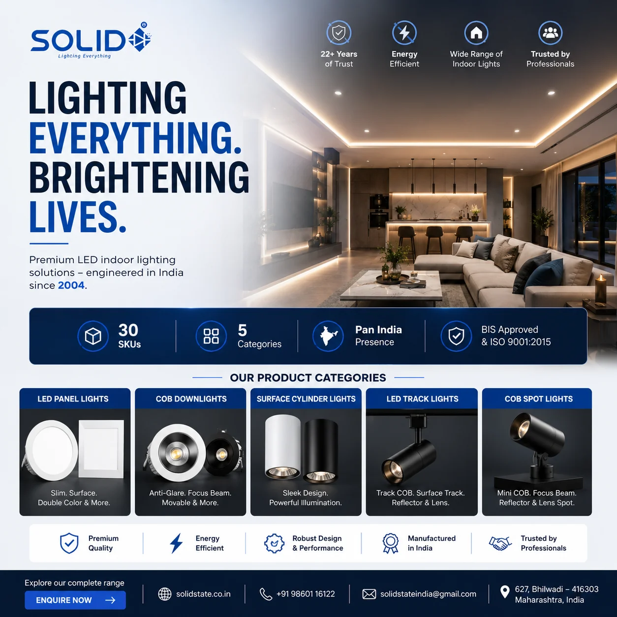 SOLID — Lighting Everything, Brightening Lives — premium LED indoor lighting since 2004